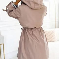 Women's Evelyn waterproof windproof zip trench coat by Christine Brewer, featuring a hood and weather-resistant fabric.
