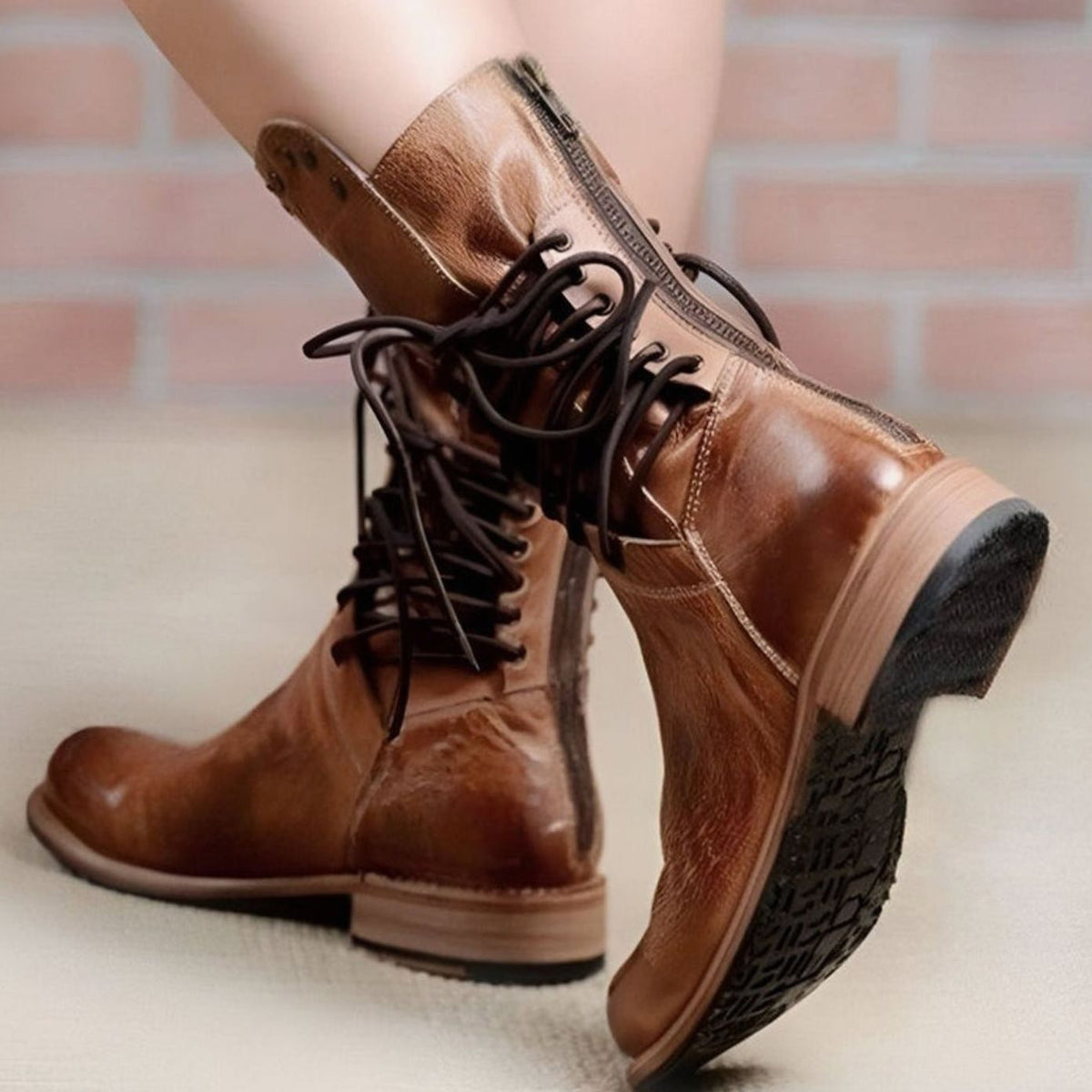 Remy | Ankle Boots, Women, Block Heel, Lace Up, Studded, Western, Faux Leather, Mid-Calf, Cowgirl,