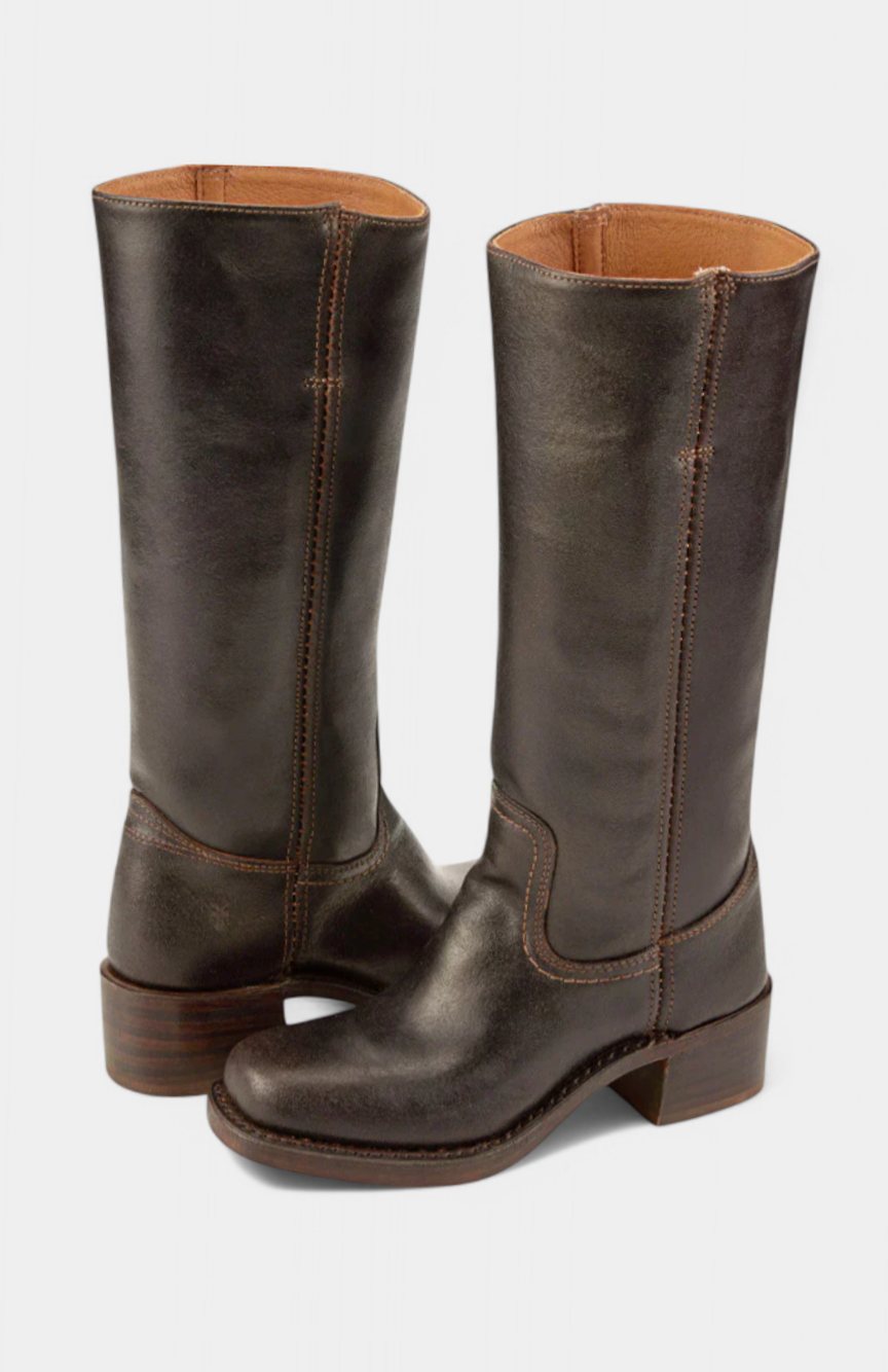 Gaia | Leather Knee High Boots Tall Boots Riding Boots Women Winter Fall Block Heel