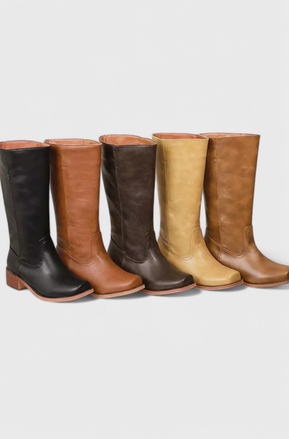 Gaia | Leather Knee High Boots Tall Boots Riding Boots Women Winter Fall Block Heel