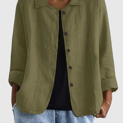 Sophie women's lightweight cotton button-up jacket by Christine Brewer, shown in a casual fit with front buttons and collar detail.
