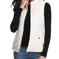 Women's lightweight quilted sleeveless gilet by Christine Brewer, zip-up design with a stylish, padded quilted exterior.