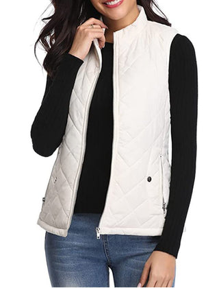 Women's lightweight quilted sleeveless gilet by Christine Brewer, zip-up design with a stylish, padded quilted exterior.
