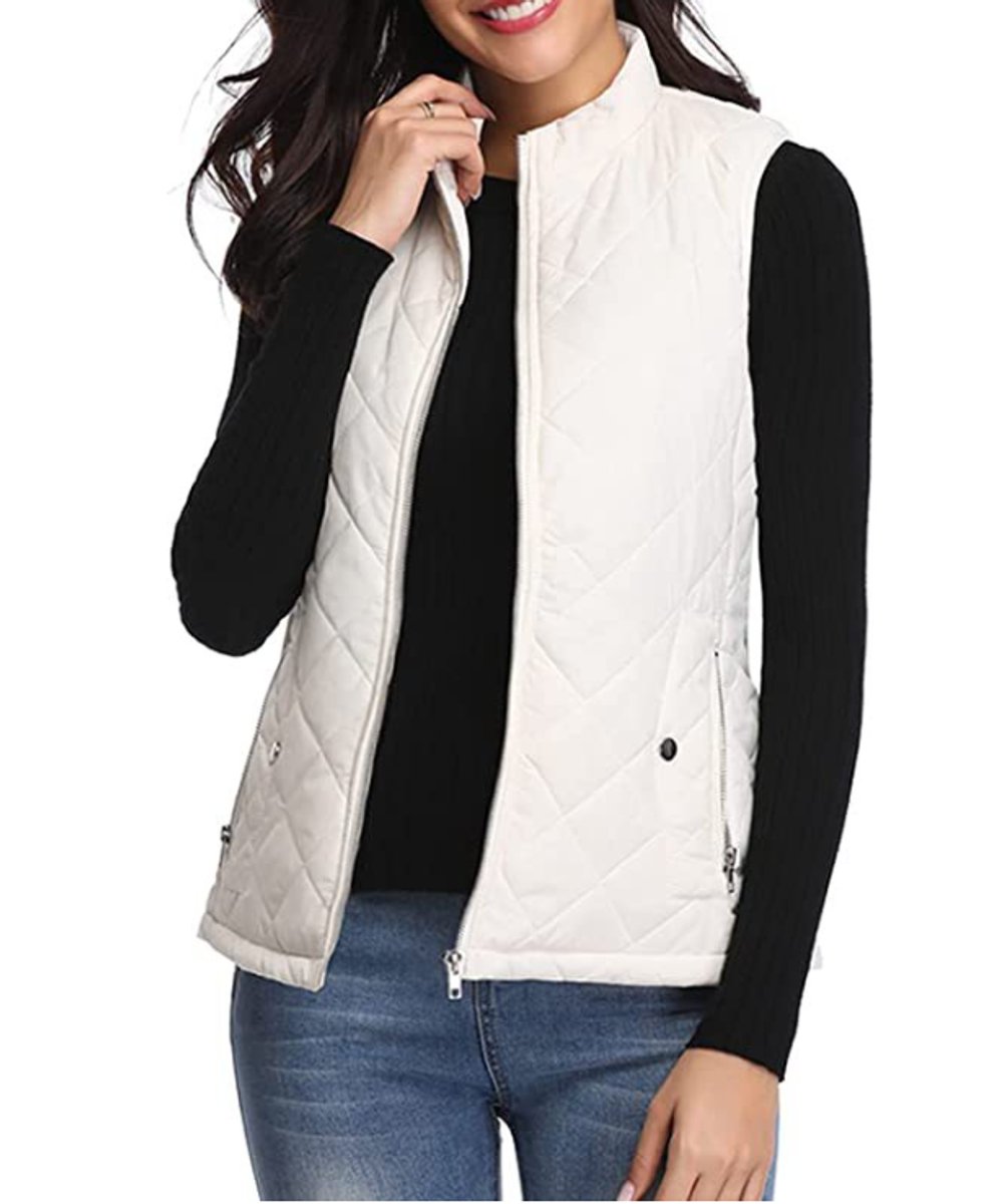 Women's lightweight quilted sleeveless gilet by Christine Brewer, zip-up design with a stylish, padded quilted exterior.