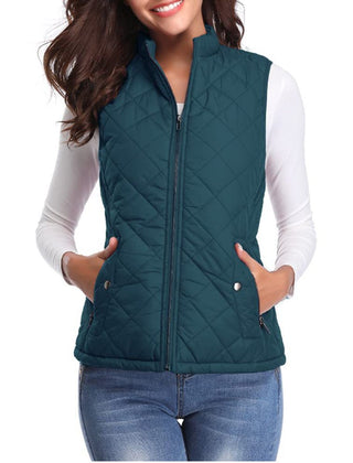 Women’s lightweight quilted sleeveless gilet by Christine Brewer with zip-up front, perfect for layering and casual wear.