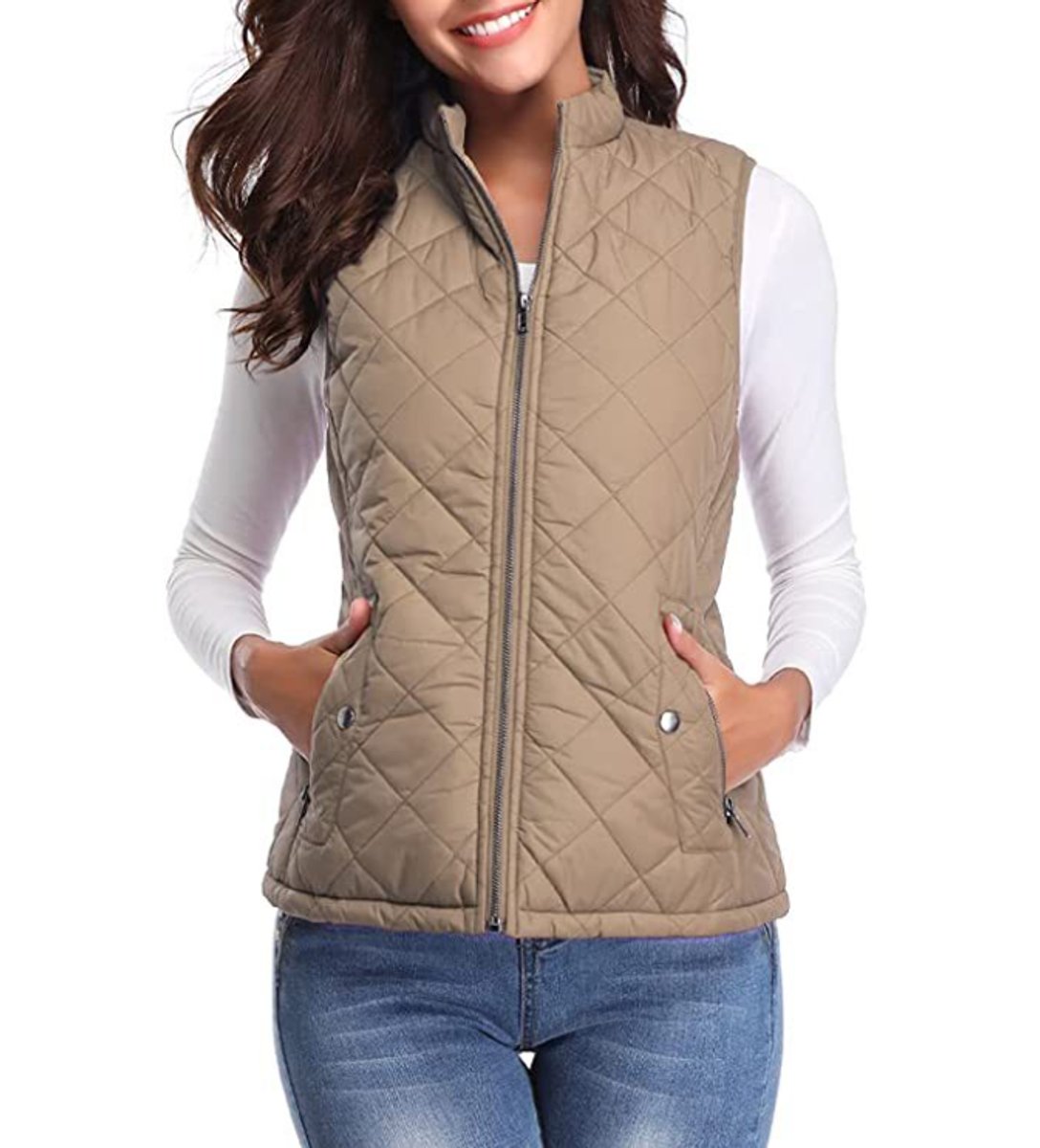 Women’s lightweight quilted gilet by Christine Brewer, sleeveless zip-up jacket with a stylish, padded design for added warmth.