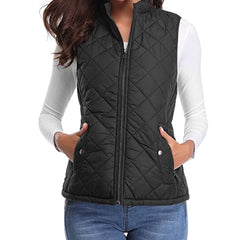 Women's lightweight quilted sleeveless gilet jacket by Christine Brewer, featuring a zip-up front and sleeveless design.