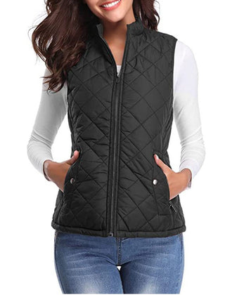 Women's lightweight quilted sleeveless gilet jacket by Christine Brewer, featuring a zip-up front and sleeveless design.