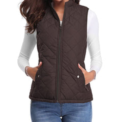Women’s lightweight quilted sleeveless gilet by Christine Brewer, zip-up design, stylish and warm for layered outfits.