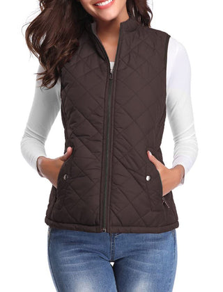 Women’s lightweight quilted sleeveless gilet by Christine Brewer, zip-up design, stylish and warm for layered outfits.