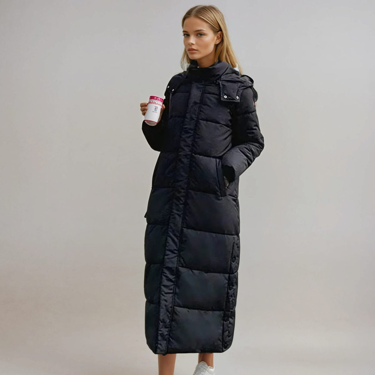 Nanna | Women's Long Winter Coat Hooded Quilted Warm Winter Zip-Up