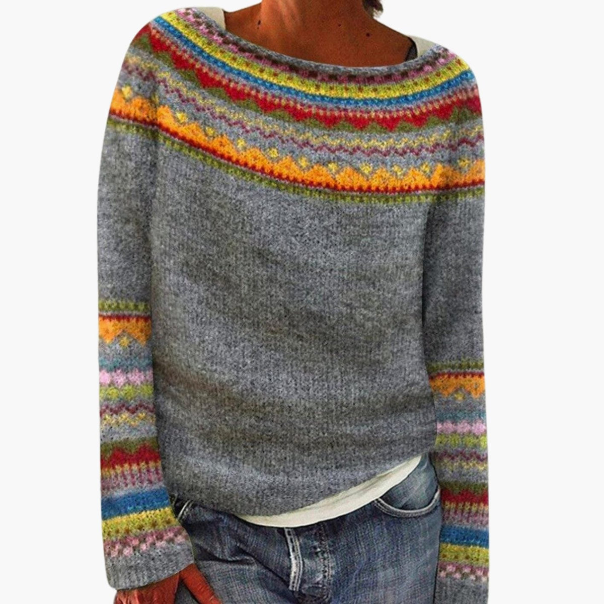 Vilma | Women's Fair Isle Sweater Nordic Crew Neck Merino Wool Knit Pullover Soft Warm Winter