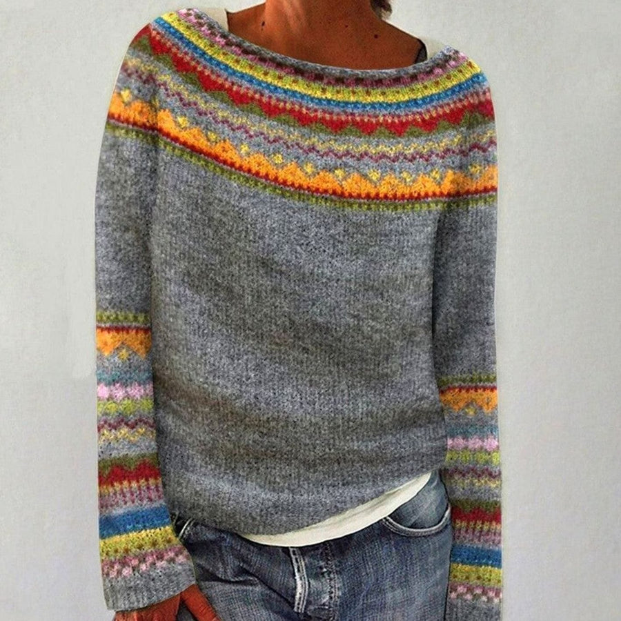 Vilma | Women's Fair Isle Sweater Nordic Crew Neck Merino Wool Knit Pullover Soft Warm Winter