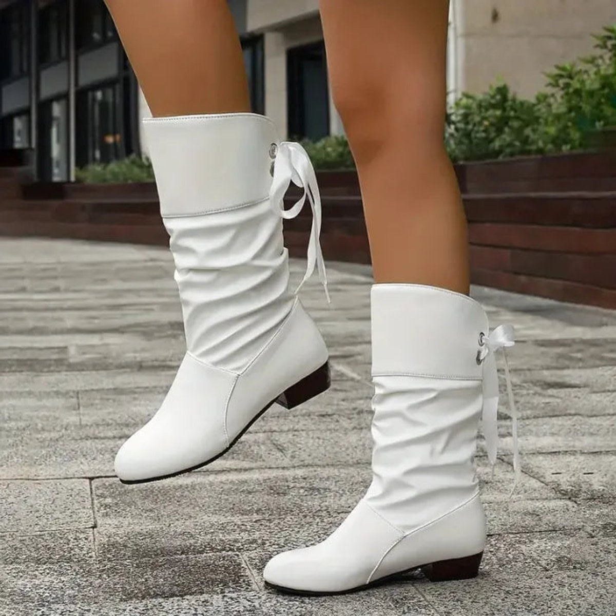 Dora | Ankle Boots Mid Calf Boots Booties Women Winter Fall Block Heel Lace Up