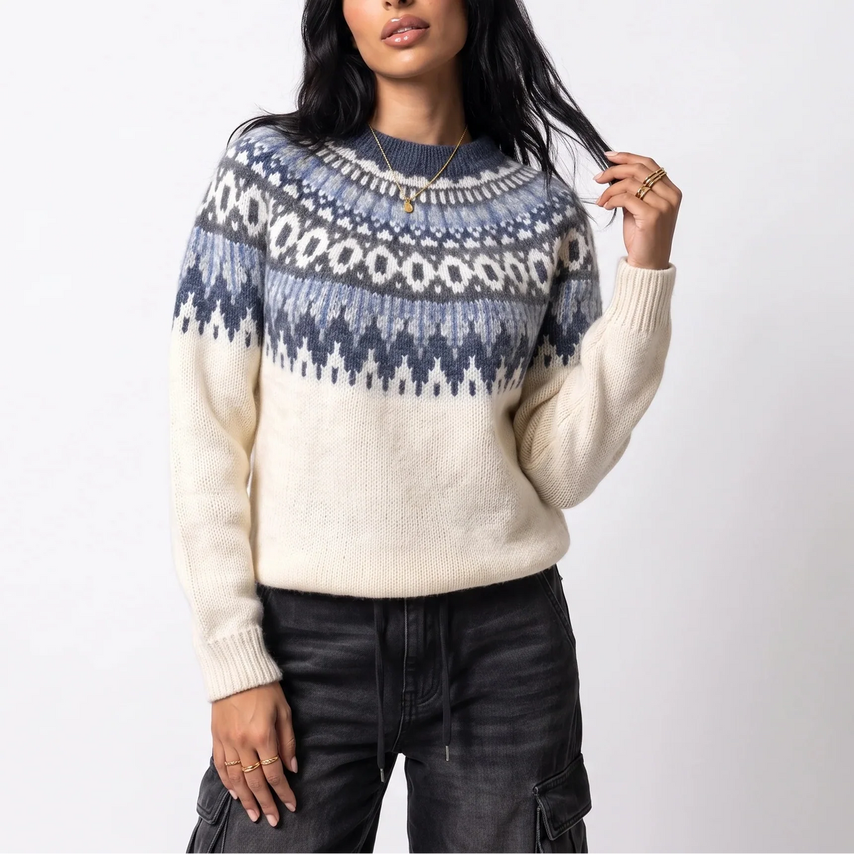 Briar | Blue Nordic Fair Isle Sweater for Women