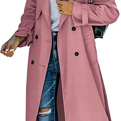 Olivia women's oversized double-breasted belted longline trench coat by Christine Brewer, shown in a stylish longline design.