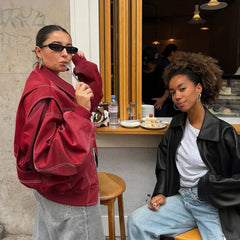 Women’s oversized quilted bomber jacket with contrast stitching by Christine Brewer, featuring a stylish, relaxed fit and quilted design.