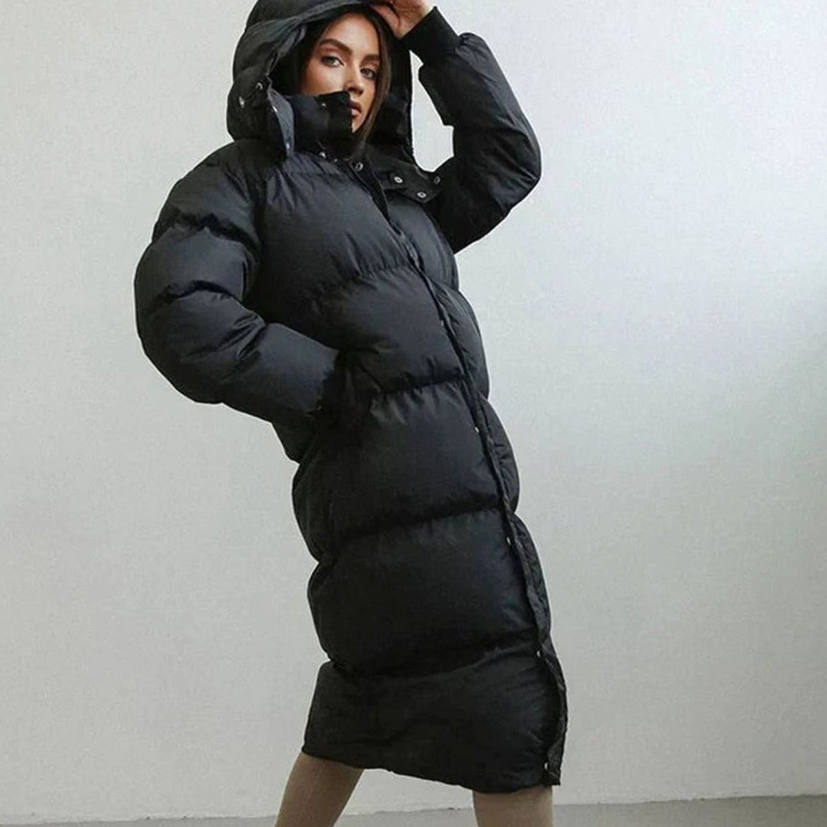 Frauke | Women's Long Winter Coat Hooded Oversized Quilted Thick Warm Winter