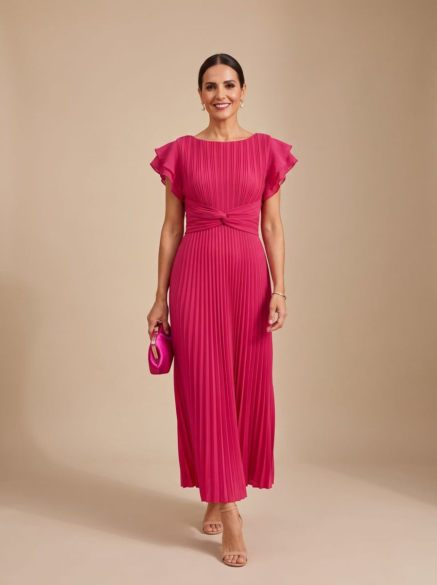 Harper | Wedding Guest Dress Maxi Dress Women Pleated Flutter Sleeve Formal Cocktail Evening Flowy
