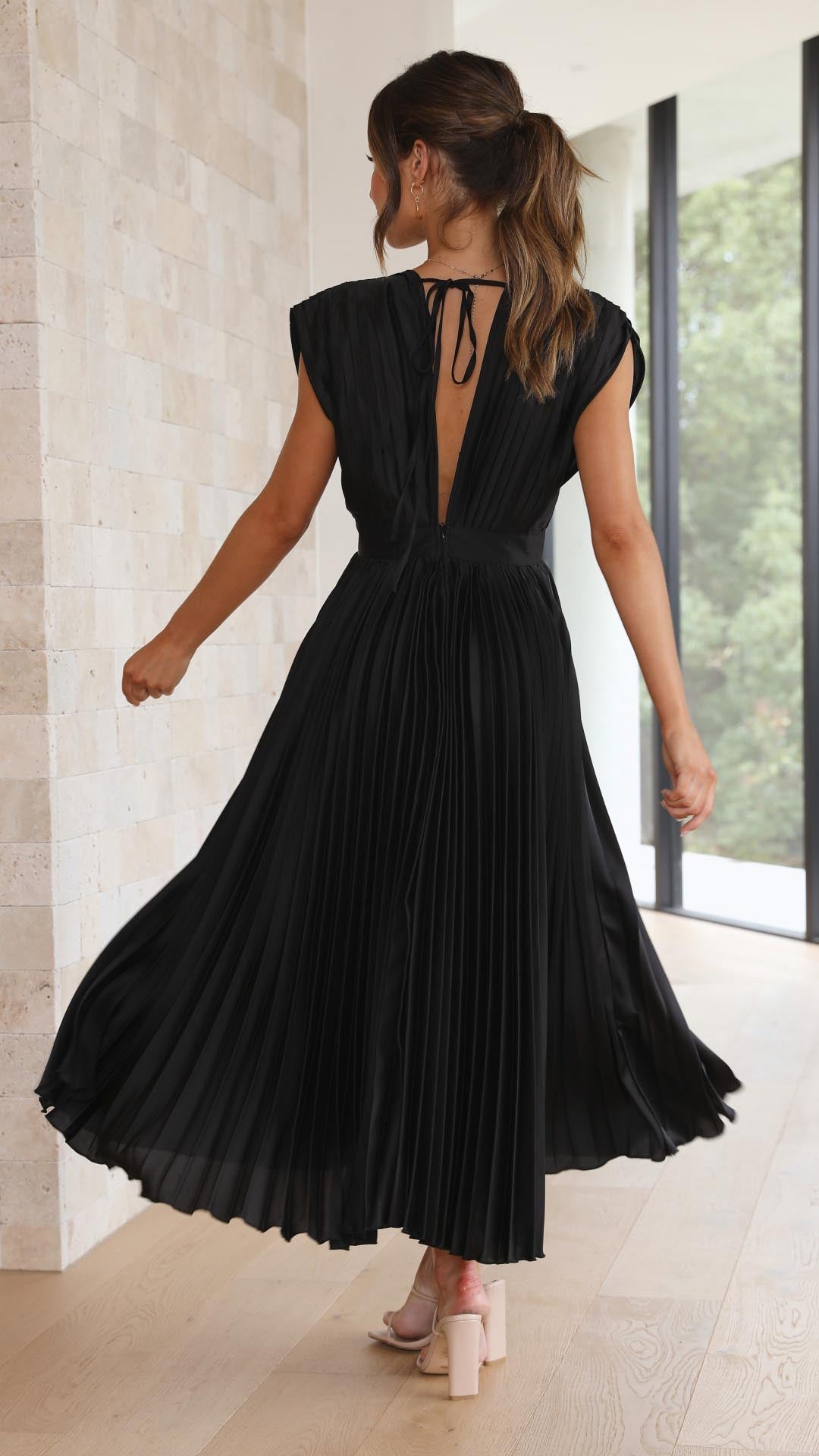 Katarina | Wedding Guest Dress Midi Dress Women Pleated V-Neck Formal Cocktail Fall Winter Evening