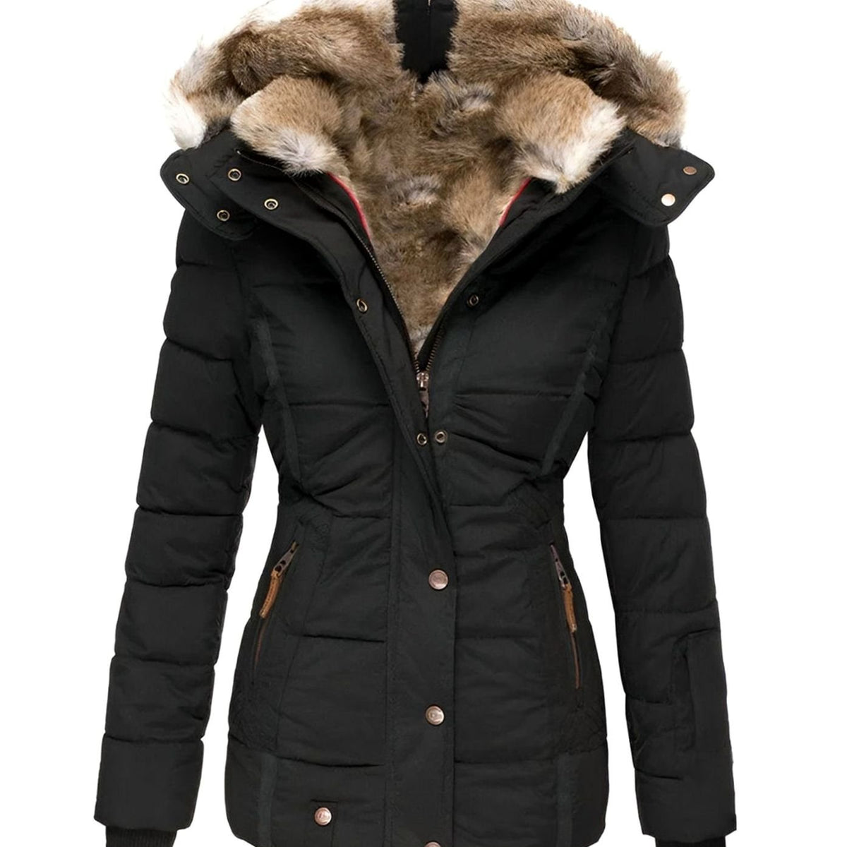 Oona | Women's Puffer Jacket Faux Fur Hood Quilted Thick Warm Winter