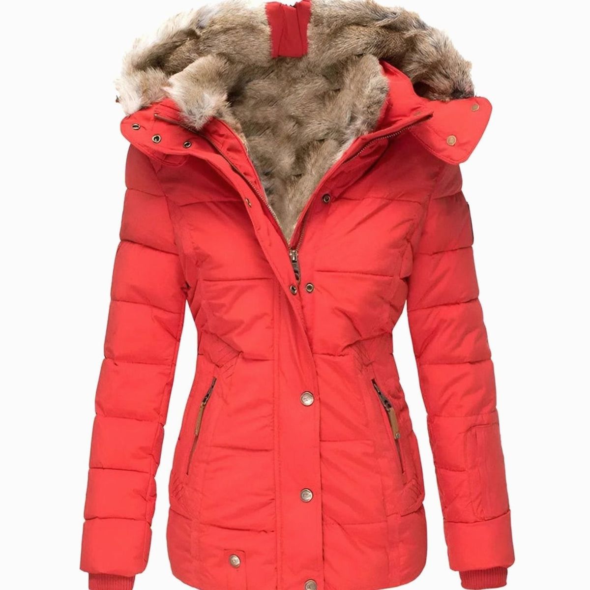 Oona | Women's Puffer Jacket Faux Fur Hood Quilted Thick Warm Winter