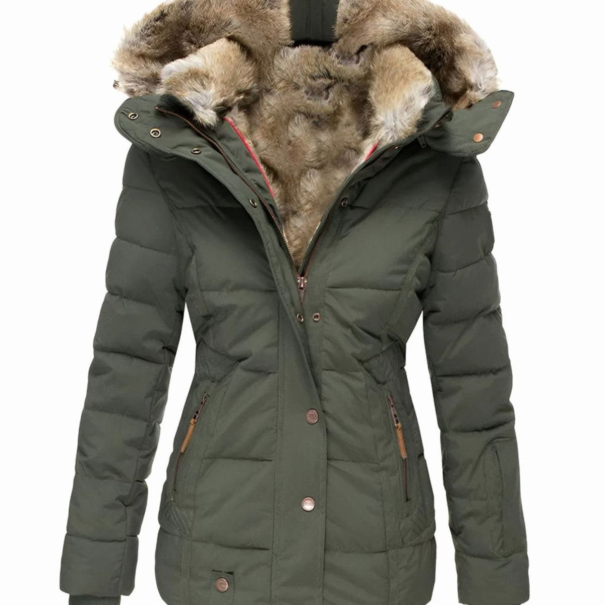 Oona | Women's Puffer Jacket Faux Fur Hood Quilted Thick Warm Winter