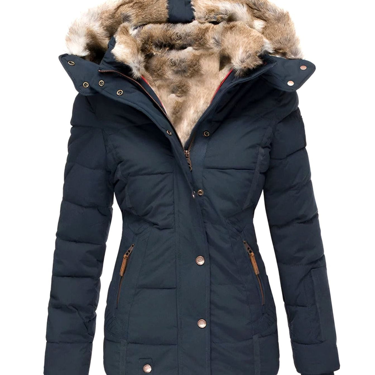 Oona | Women's Puffer Jacket Faux Fur Hood Quilted Thick Warm Winter
