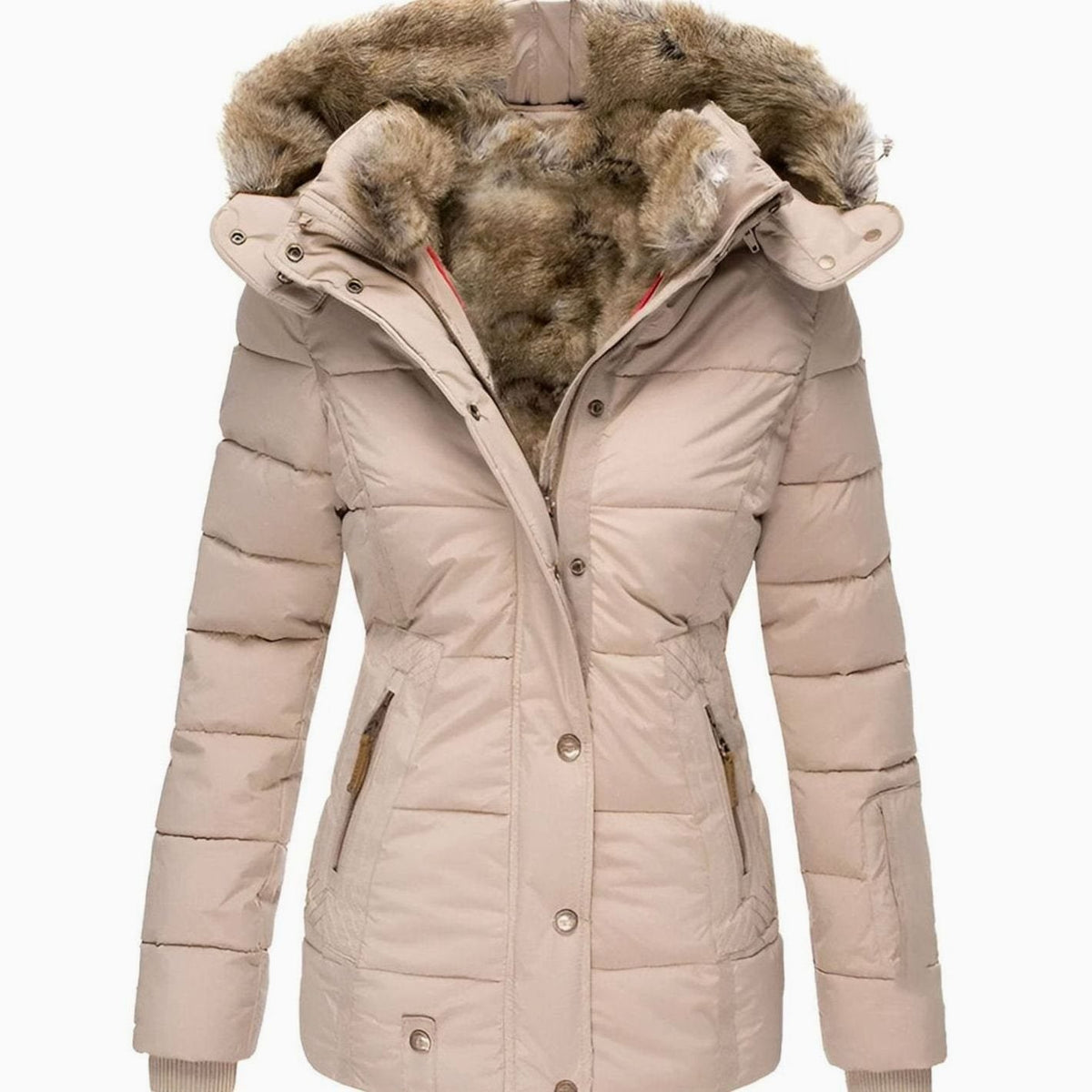 Oona | Women's Puffer Jacket Faux Fur Hood Quilted Thick Warm Winter