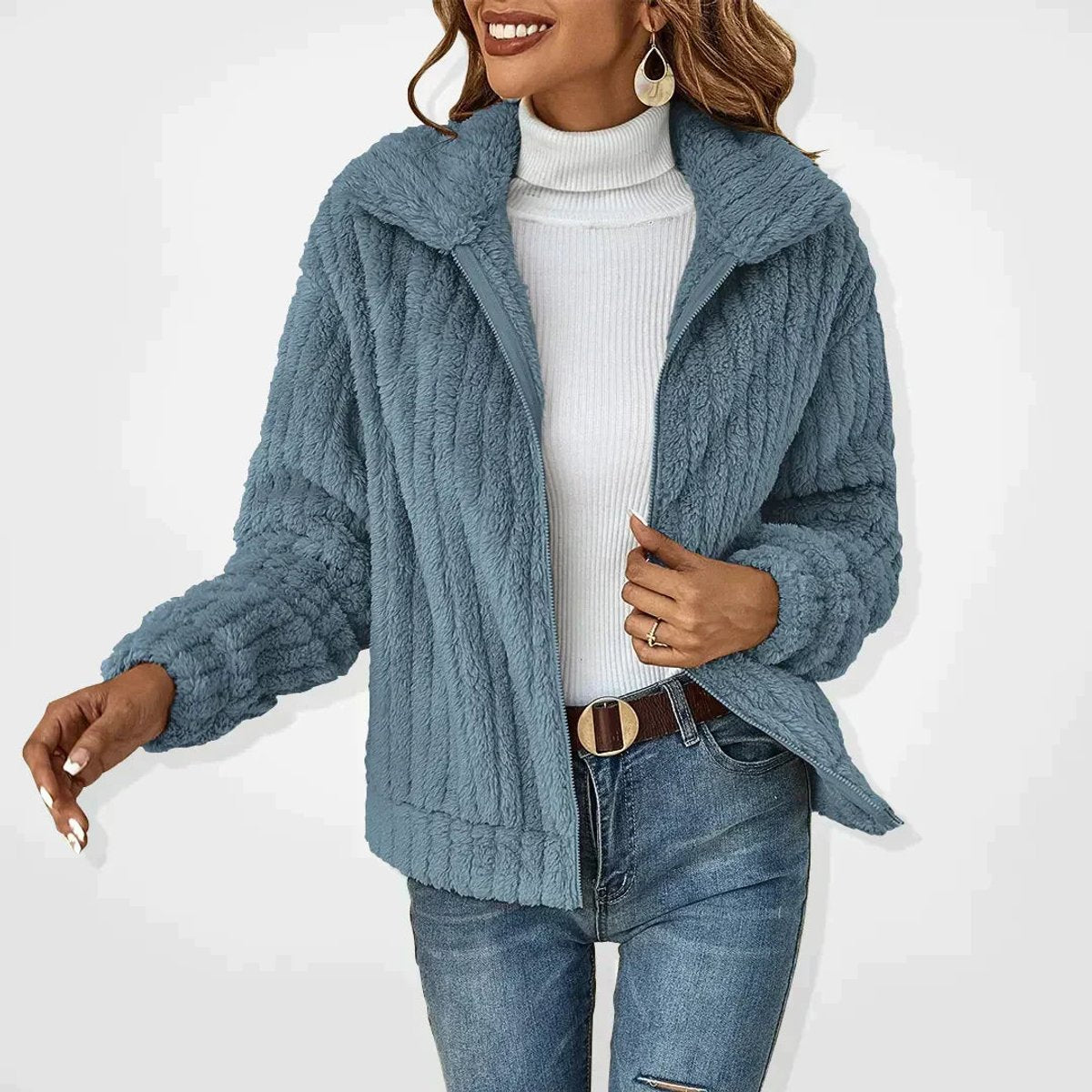 Women's Isabella quilted zip-up jacket by Christine Brewer featuring plush fleece, cozy quilted design, and casual style.