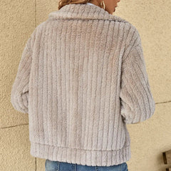 Women's Isabella quilted zip-up jacket by Christine Brewer featuring fluffy plush fleece for cozy casual wear.