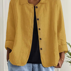 Willow women's relaxed-fit collared button-front long-sleeve shirt jacket in casual style, by Christine Brewer.