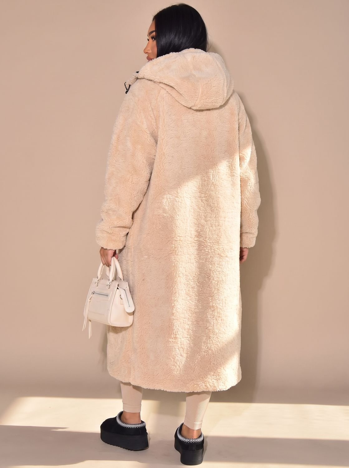 Lily | Puffer Coat Puffer Jacket Quilted Winter Warm Hooded Reversible Sherpa Lined Longline Zip