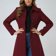 Women's structured Lily winter coat by Christine Brewer, single-breasted midi-length coat with a tailored fit and winter-ready design.