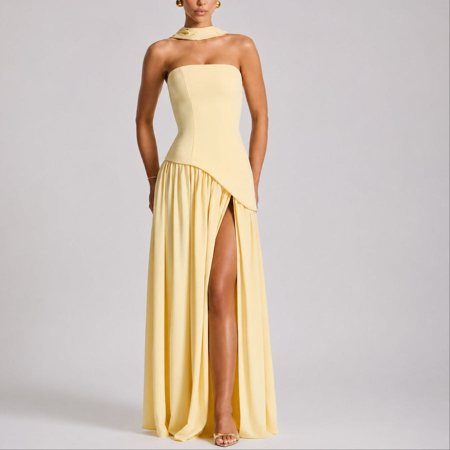 Carmen | Wedding Guest Dress Maxi Dress Women Strapless Open Back Side Slit Cocktail Formal
