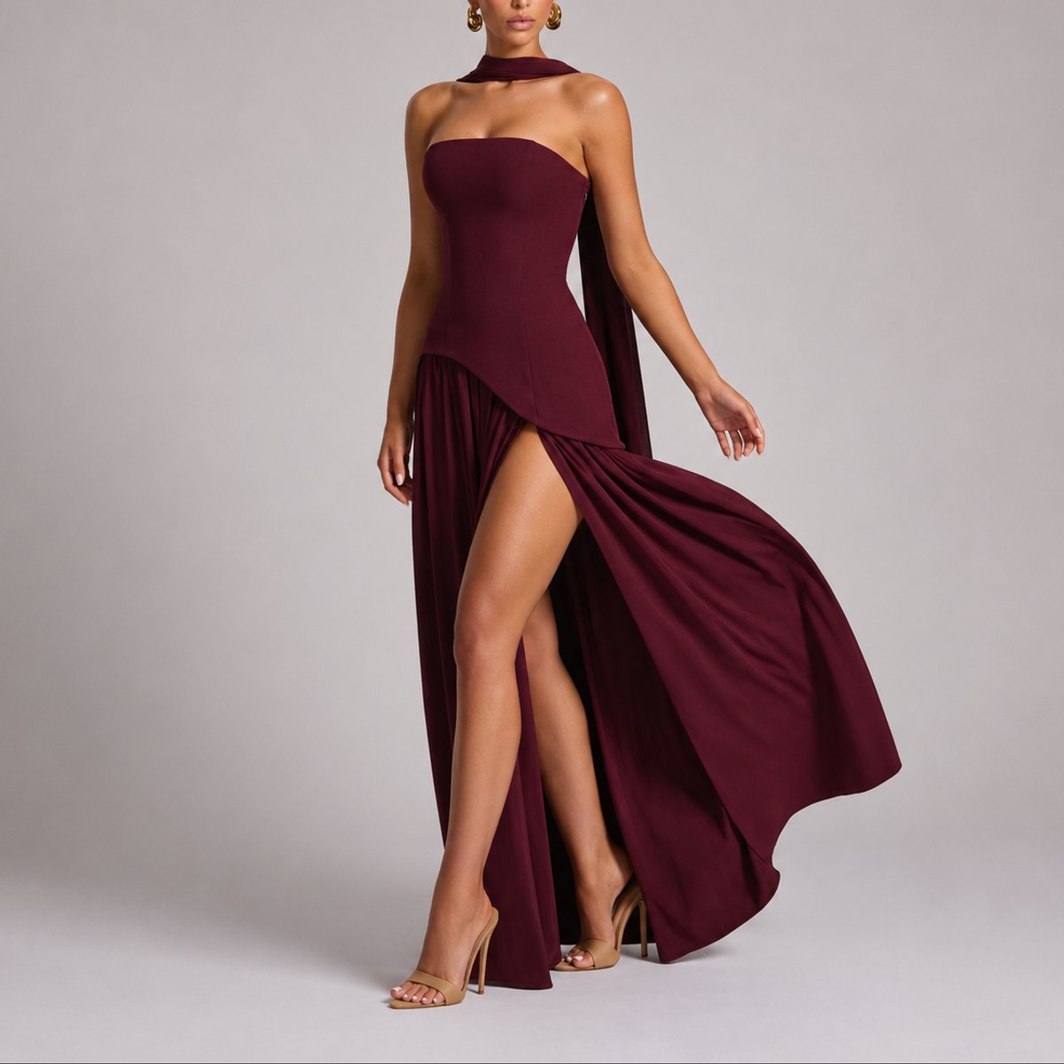 Carmen | Wedding Guest Dress Maxi Dress Women Strapless Open Back Side Slit Cocktail Formal