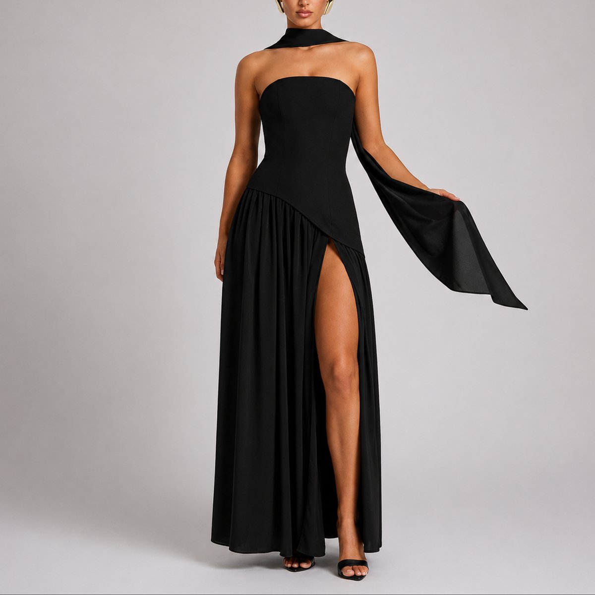 Carmen | Wedding Guest Dress Maxi Dress Women Strapless Open Back Side Slit Cocktail Formal