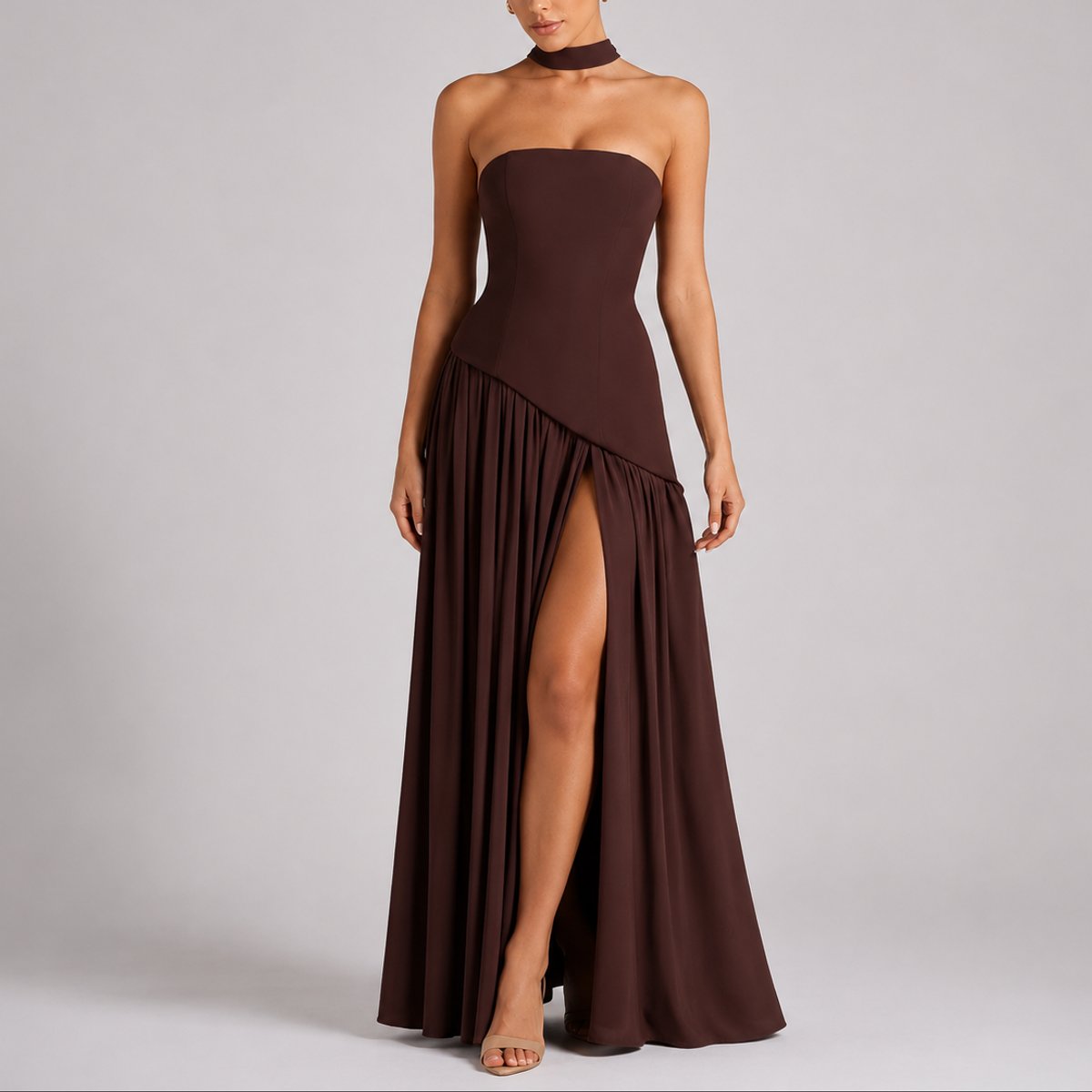 Carmen | Wedding Guest Dress Maxi Dress Women Strapless Open Back Side Slit Cocktail Formal