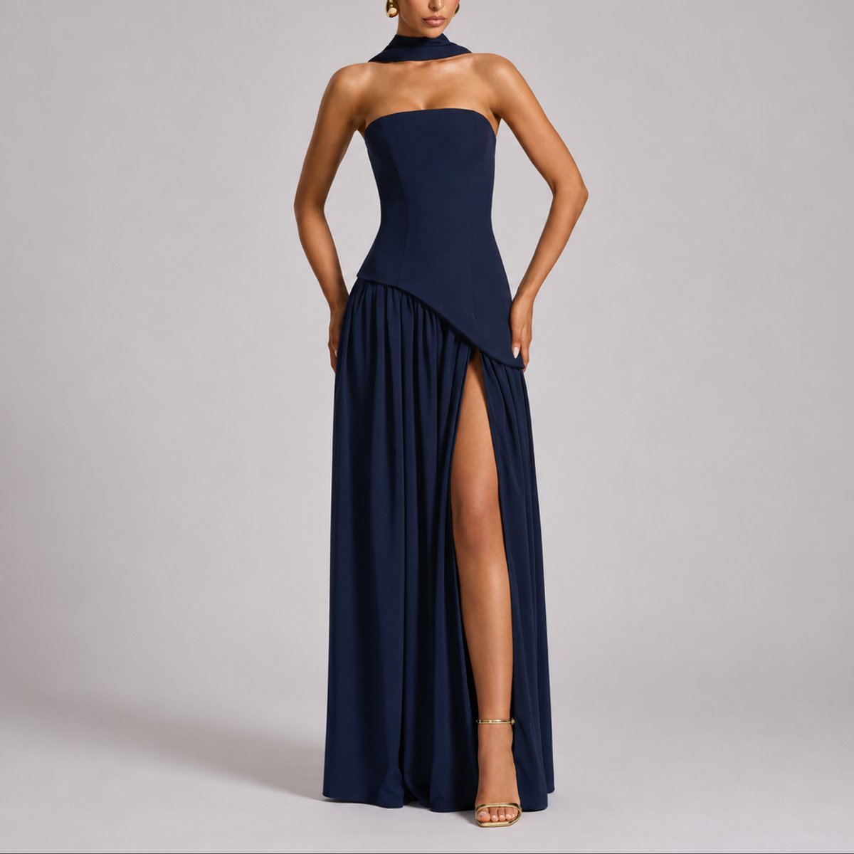 Carmen | Wedding Guest Dress Maxi Dress Women Strapless Open Back Side Slit Cocktail Formal