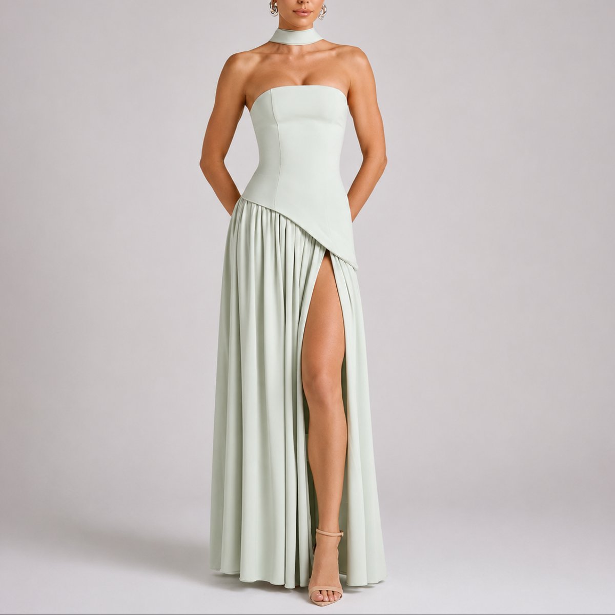 Carmen | Wedding Guest Dress Maxi Dress Women Strapless Open Back Side Slit Cocktail Formal