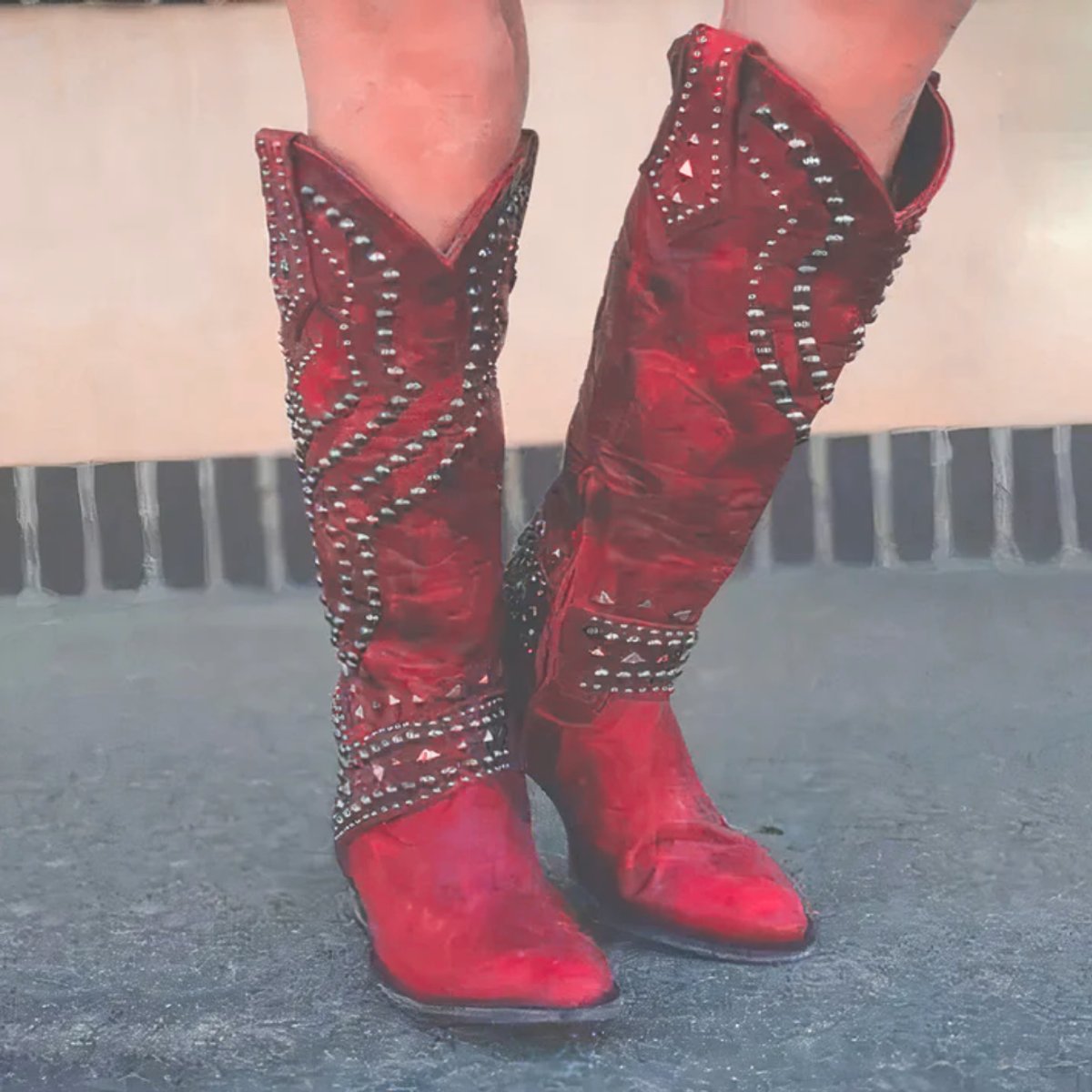 Jade | Knee High Boots, Western Boots, Women, Cowboy Boots, Studded, Block Heel, Pointed Toe,