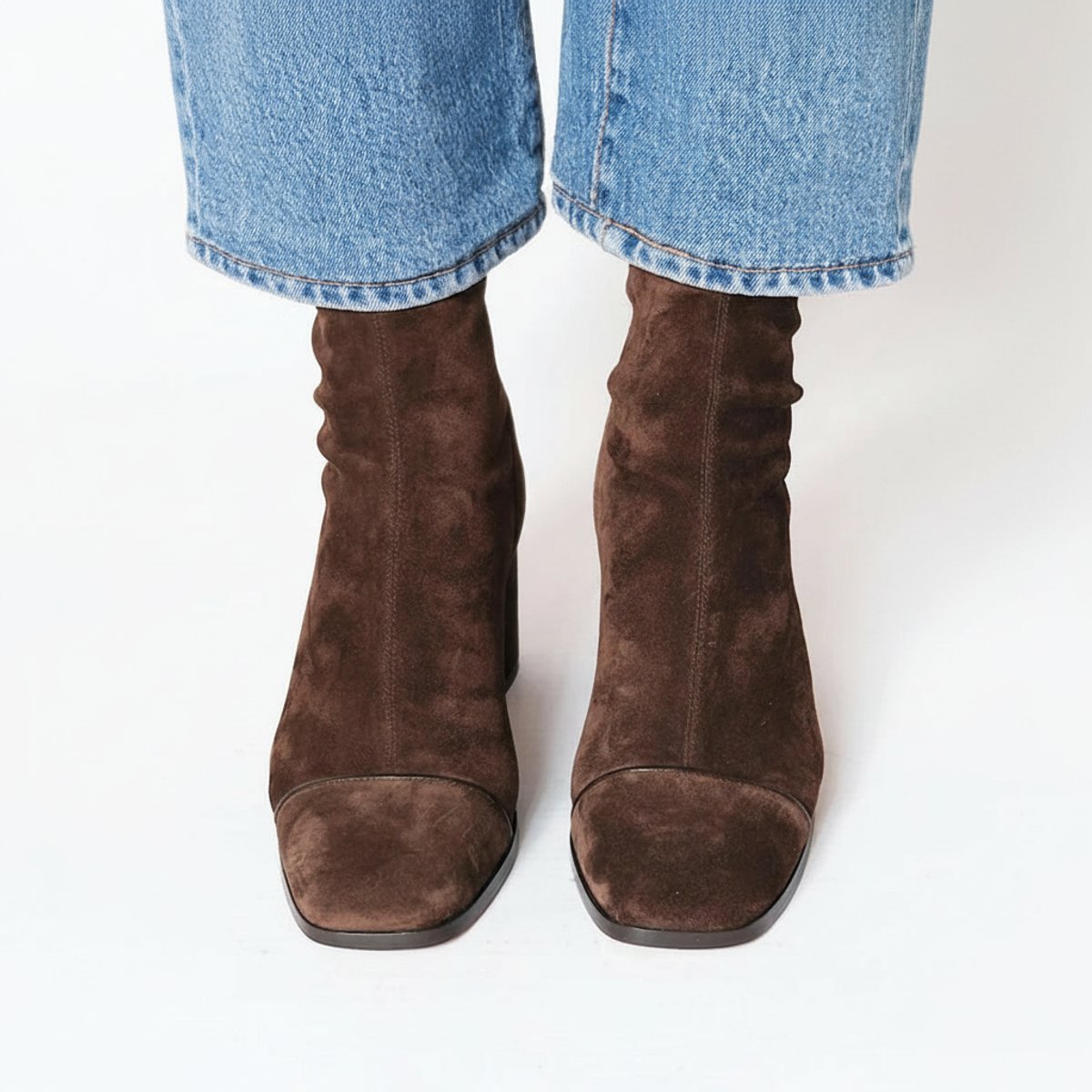 Effie | Suede Ankle Boots Booties Women Winter Fall Square Toe Block Heel Low Heel