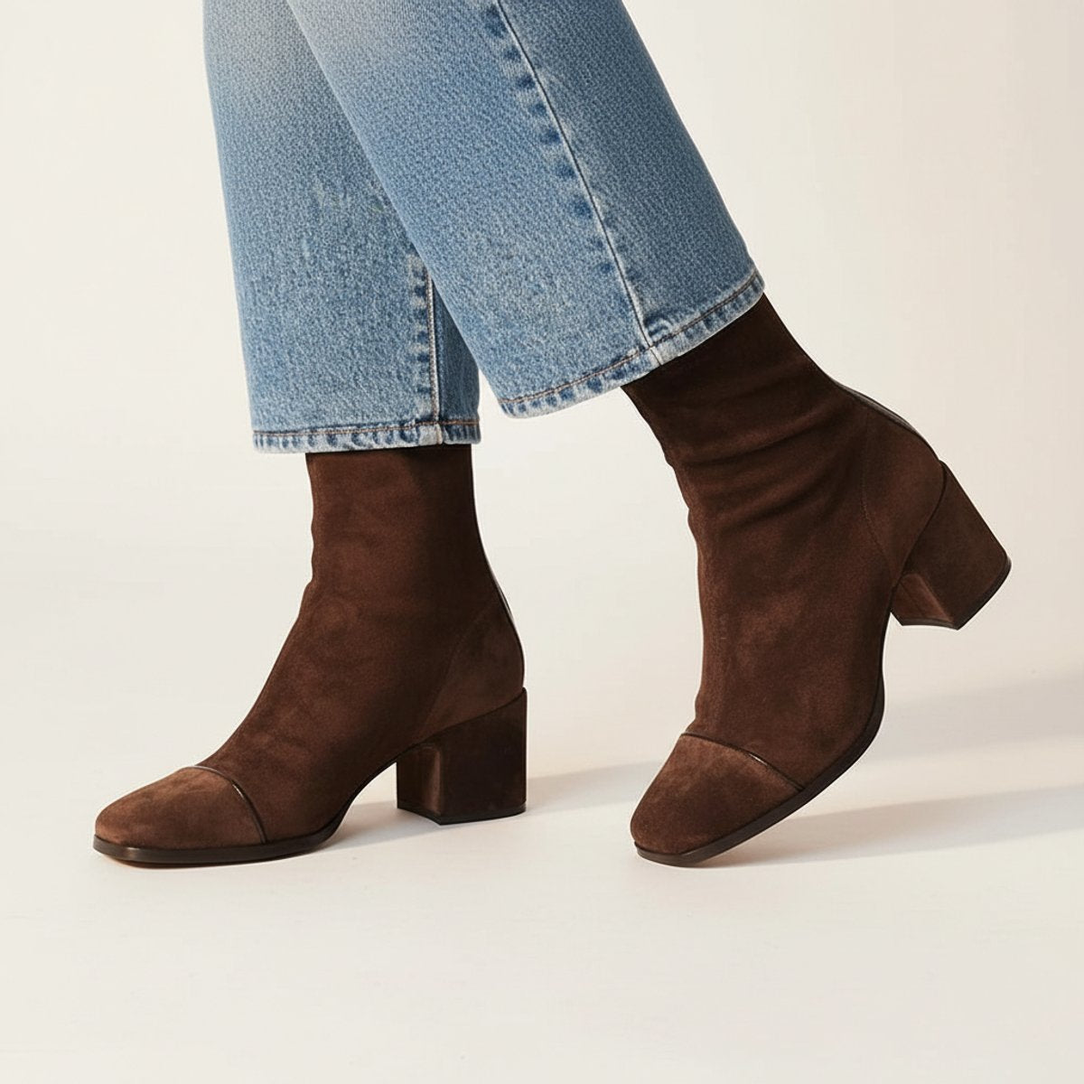 Effie | Suede Ankle Boots Booties Women Winter Fall Square Toe Block Heel Low Heel