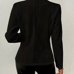 Women's textured cable-knit open-front quilted jacket by Christine Brewer, featuring a stylish, cozy knit design.