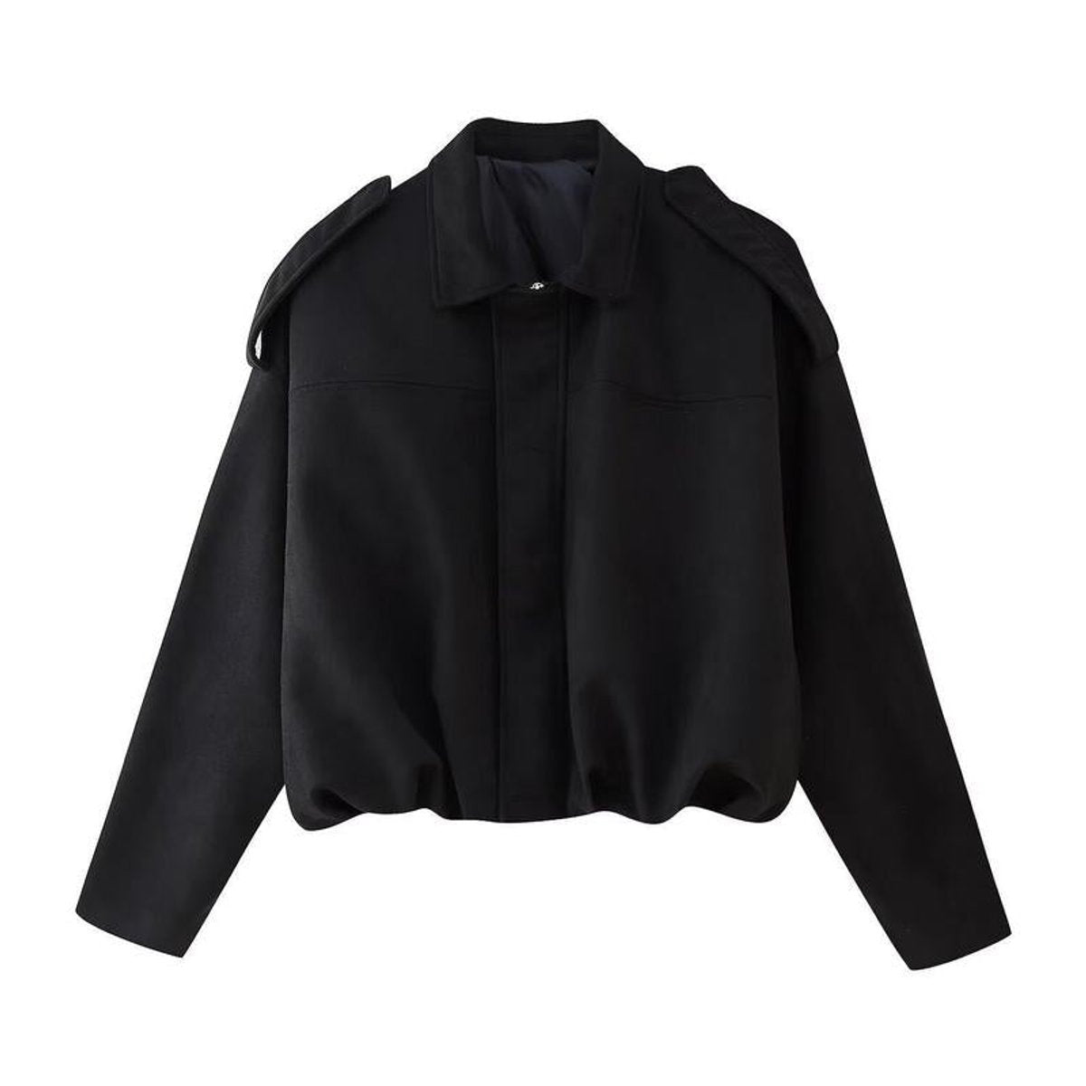 Women's vintage-inspired faux suede oversized bomber jacket by Christine Brewer, showcasing the stylish design and soft texture.