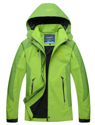Women's waterproof hooded outdoor quilted jacket from Christine Brewer, designed for outdoor sports and weather protection.
