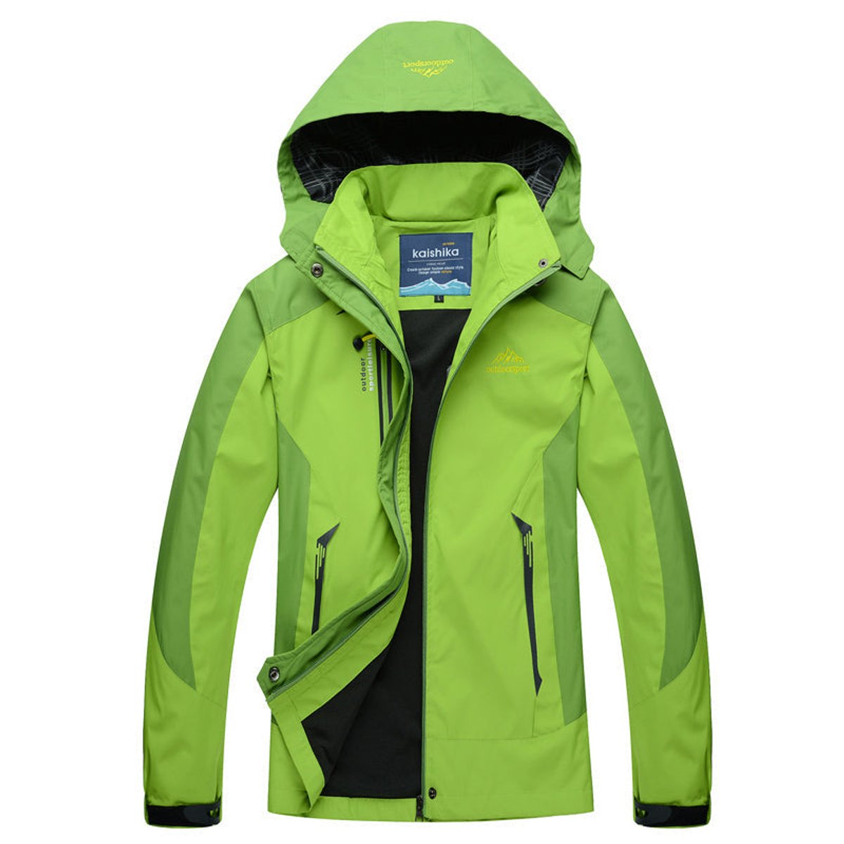 Women's waterproof hooded outdoor quilted jacket from Christine Brewer, designed for outdoor sports and weather protection.