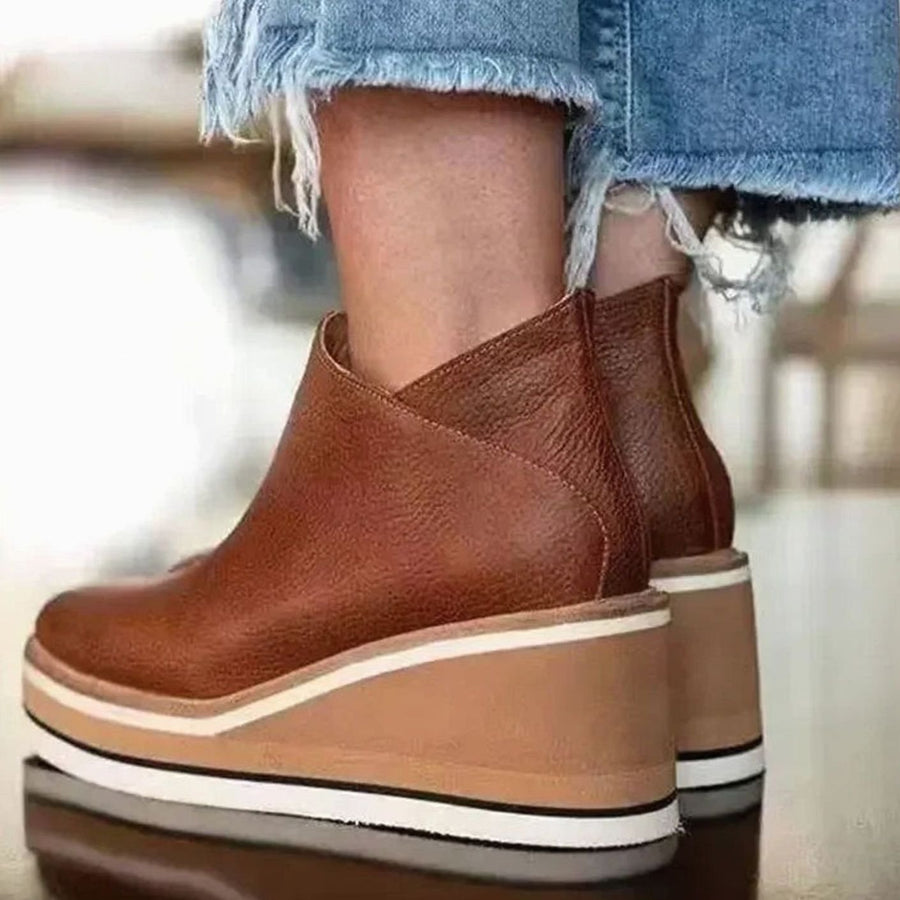 Nell | Chelsea Boots, Ankle Boots, Women, Platform, Wedge Heel, Slip On, Faux Leather, Pull