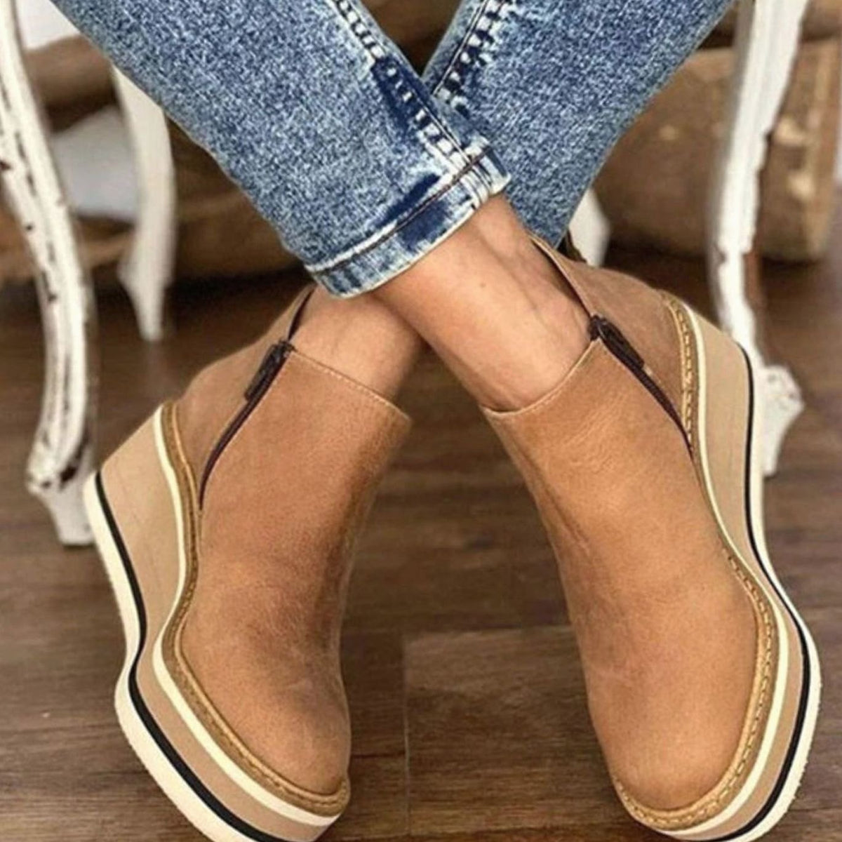 Nell | Chelsea Boots, Ankle Boots, Women, Platform, Wedge Heel, Slip On, Faux Leather, Pull