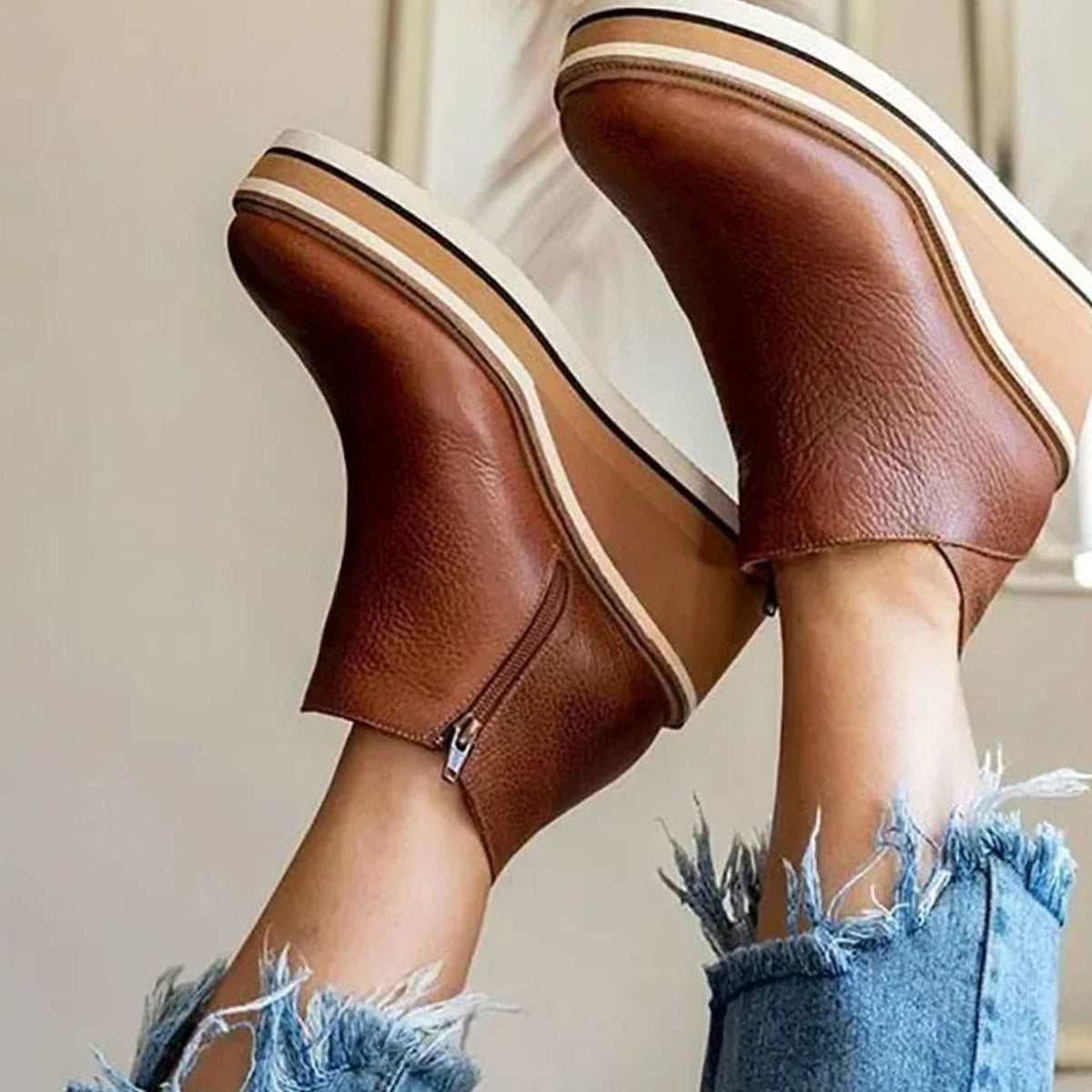 Nell | Chelsea Boots, Ankle Boots, Women, Platform, Wedge Heel, Slip On, Faux Leather, Pull